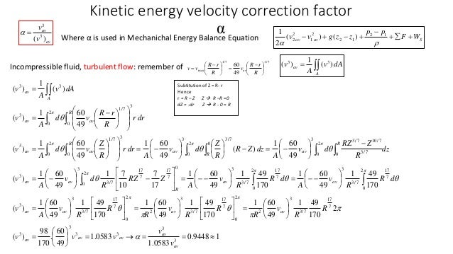 Overall Energy Balance Correction Factor A For Turbulent Flow