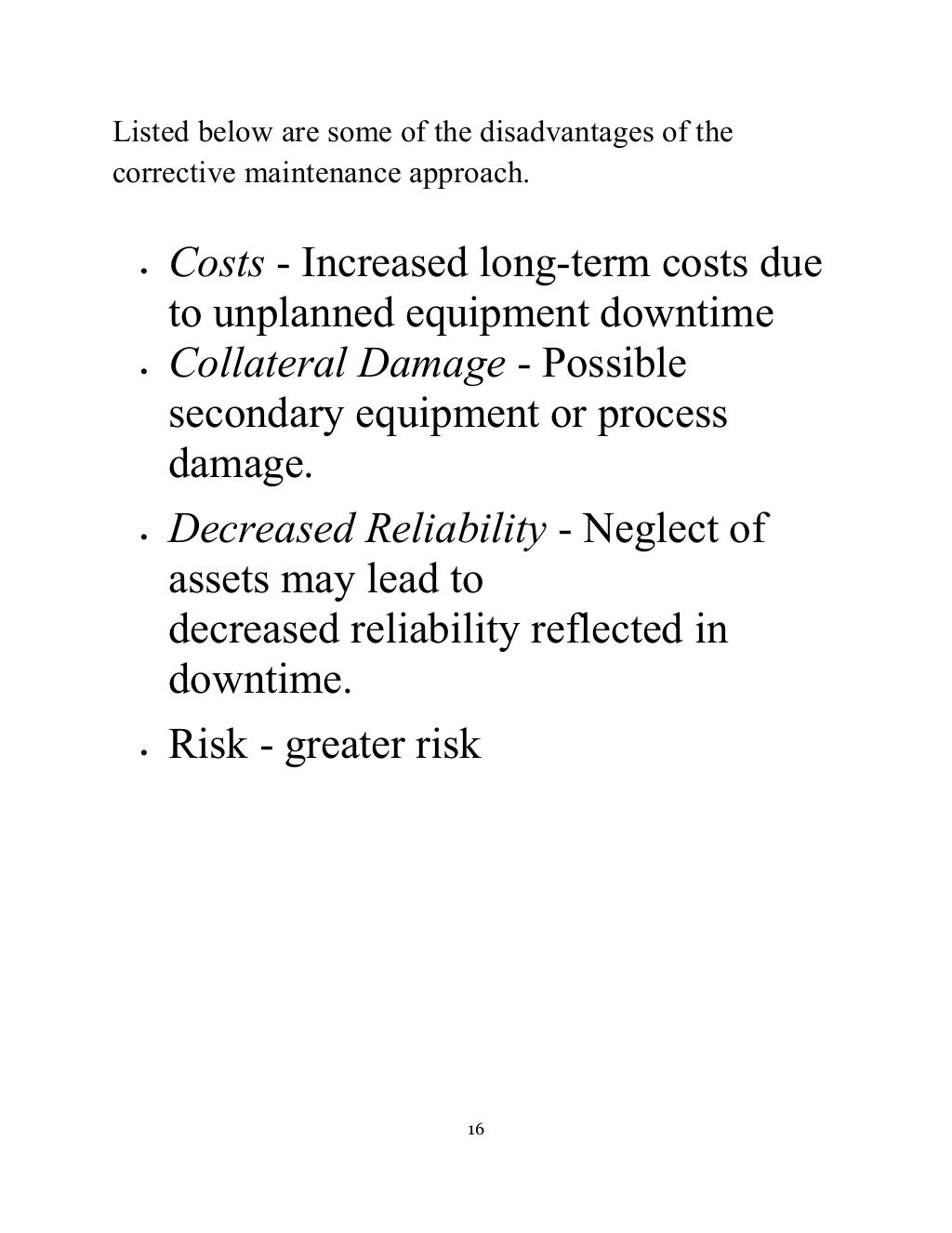 Corrective maintenance