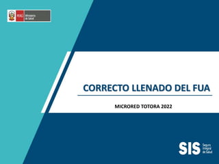 CORRECTO LLENADO DEL FUA
MICRORED TOTORA 2022
 