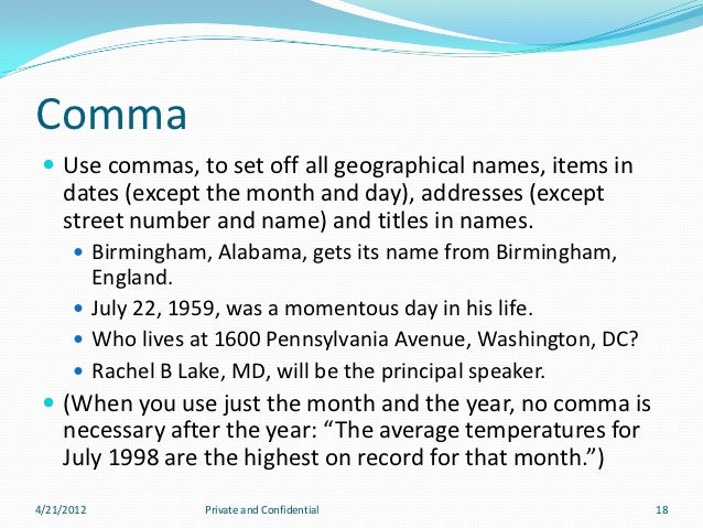 correct use of punctuations comma before a name