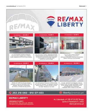 28rreiodominho.pt 1 de Setembro 2016 ?????????? 1330 Publicidade 5 de Setembro 2019 correiodominho.pt
FREITAS COSTA
 FILHOS, S.A.
Construção Civil e Obras Públicas
Para mais informações:
Tlf. 253 606 830 - Tlm. 919 991 083
CASA DE QUINTA
EM PEDRA
Na Rua do Cruzeiro - Lote F1 - BRAGA
Com um R/C em arcos de pedra.
A precisar de obras.
Área de Implantação: 450m2
Área de Terreno: 1.900m2
350.000,00€
 