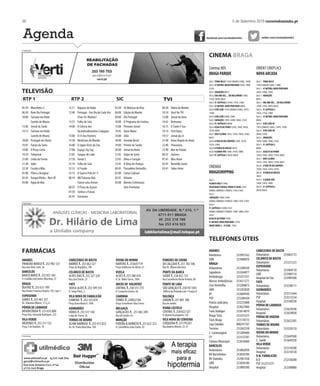 correiodominho.pt 5 de Setembro 2019 Diversos 37
Saúde
Oito mil quedas por ano em hospitais
levam DGS a avançar com norma para prevenção
Os hospitais portugueses registaram nos últimos dois anos uma média anual de oito mil quedas
de doentes, segundo dados da Direcção-geral da Saúde que apontam para uma redução dos nú-
meros relativamente a 2016. Em declarações à agência Lusa, o director dos serviços de qualidade
da Direcção-geral da Saúde (DGS) indicou que as estimativas mundiais da Organização Mundial
daSaúdeapontamparaqueumemcada10doentesinternadossoframincidentesadversos–co-
mo quedas, por exemplo -, sendo que cerca de metade desses incidentes poderia ser evitado.
A “prioridade dada à questão da segurança do doente é inegável”, refere Valter Fonseca, adian-
tando que a DGS está a elaborar uma norma de orientação para prevenção de quedas nos hospi-
tais portugueses, que deverá conter medidas e sugestões concretas.
Os últimos dados de 2017 e 2018 apontam para uma estabilização do número de quedas dos
doentesnoshospitais,comumamédiaanualdeoitomilcasosnotificados.Em2016osdadosron-
davamosnovemil.Osnúmerosnãopermitemaferiroscontextosconcretosemqueocorreramas
quedas nas unidades hospitalares, indica Valter Fonseca.
O Plano Nacional para a Segurança dos Doentes 2015/2020 determina como objectivo que 95%
das unidades de saúde tenham práticas de prevenção e redução de quedas. Segundo o responsá-
vel da DGS, actualmente há cerca de 45 unidades com planos internos para a prevenção de que-
das. Outro dos objectivos traçados no Plano era reduzir o número de quedas nas instituições do
SNS ou convencionadas, uma redução de 50% em cada ano face ao anterior.
Brexit
Passa projecto de lei para impor novo adiamento
O projecto de lei para adiar o ‘Brexit' de forma a evitar uma saída sem acordo a 31 de Outubro foi
ontem aprovado por 329 votos na Câmara dos Comuns, garantindo a passagem ao debate na es-
pecialidade. O Governo do primeiro-ministro Boris Johnson voltou a ser derrotado, desta vez com
umamargemde29votos,tendoapenasconseguido300votoscontraoprojectoapresentadope-
la oposição, menos um do que na votação de terça-feira à noite.
O projecto de lei retira ao Governo o controlo sobre a agenda parlamentar e acelera o processo de
aprovação para que todas as etapas sejam concluídas até ao final desta tarde.
O texto exige que o primeiro-ministro britânico, Boris Johnson, seja obrigado a pedir uma nova
extensão, até 31 de Janeiro, da data de saída caso o Parlamento não aprove um acordo de saída
ou não autorize uma saída sem acordo até 19 de Outubro.
§notas
MOTORISTAS
| Redacção |
O Governo aprovou ontem o despacho
que define os serviços mínimos a prestar
durante a greve de motoristas de matérias
perigosas, entre 7 e 22 de Setembro, esti-
pulando serviços a assegurar aos sábados,
domingos e feriados.
“Tendo em conta apenas a concordância
teórica das partes quanto à quantificação
dos serviços mínimos em alguns pontos,
não restou ao Governo outra solução le-
gal que não a definição dos serviços míni-
mos e dos meios necessários para os asse-
gurar”, lê-se no comunicado enviado pelo
Ministério do Trabalho, Solidariedade e
Segurança Social.
Os trabalhadores que aderirem à greve
ao trabalho extraordinário e aos fins-de-
semana, convocada pelo Sindicato Nacio-
nal dos Motoristas de Matérias Perigosas
(SNMMP), devem, estipulou o Governo,
assegurar aos sábados, domingos e feria-
dos as horas de trabalho necessárias para
o “transporte e abastecimento de combus-
tíveis e matérias perigosas destinados ao
funcionamento dos hospitais, serviços de
emergência médica, centros de saúde,
unidades autónomas de gaseificação
(UAG), clínicas de hemodiálise e outras
estruturas de prestação de cuidados de
saúde, nomeadamente, associadas a ativi-
dades de medicina transfusional, de trans-
plantação, vigilância epidemiológica, cui-
dados continuados e cuidados domiciliá-
rios, incluindo o transporte de gases me-
dicinais ao domicílio, nas mesmas condi-
ções em que o devem assegurar em perío-
do homólogo”.
Também o “abastecimento de combustí-
veis a instalações militares, serviços de
protecção civil, aeródromos (que sirvam
de base a serviços prioritários), bombei-
ros e forças de segurança”, deve ser asse-
gurado naqueles períodos, “nas mesmas
condições em que o devem assegurar em
período homólogo”.
O Governo definiu ainda que aos sába-
dos os motoristas grevistas terão de cum-
prir as horas de trabalho necessárias à rea-
lização do abastecimento de combustíveis
destinados aos portos e aeroportos nas
mesmas condições em que o devem asse-
gurar aos sábados em período homólogo.
As cargas e as descargas de matérias pe-
rigosas também deverão ser operações a
cumprir pelos motoristas.
O comunicado esclarece que o SNMMP
e as associações de empregadores, numa
reunião na Direção Geral do Emprego e
Relações de Trabalho (DGERT), no dia
26 de Agosto, chegaram a acordo quanto
à necessidade de ser assegurado a 100% o
transporte e abastecimento de combustí-
veis e matérias perigosas destinados ao
funcionamento dos hospitais, serviços de
emergência médica, centros de saúde,
unidades autónomas de gaseificação
(UAG), clínicas de hemodiálise e outras
estruturas de prestação de cuidados de
saúde, nomeadamente associadas a ativi-
dades de medicina transfusional, de trans-
plantação, vigilância epidemiológica, cui-
dados continuados e cuidados domici-
liários.
O SNMMP, que cumpriu uma paralisa-
ção em agosto, entregou um novo pré-
aviso de greve para o período compreen-
dido entre os dias 7 e 22 de Setembro,
desta vez ao trabalho extraordinário e aos
fins-de-semana.
Governo define serviços
mínimos para greve
que começa sábado
VILA NOVA DE CERVEIRA
| Redacção/Lusa |
A exposição ‘Atelier Primeiro de Outu-
bro’, patente a partir de sábado no Fórum
Cultural de Cerveira, mostra o trabalho e
o espaço conquistado por Mafalda Santos
desde que se instalou em Vila Nova de
Cerveira.
Em comunicado, a Fundação Bienal de
Arte de Cerveira assinala o regresso à
programação, destacando a escolha de
Mafalda Santos em instalar-se na terra,
durante o ano passado.
A artista nascida em 1980, licenciada
em Pintura pela Faculdade de Belas Artes
do Porto, montou um atelier na Avenida
Primeiro de Outubro, e daí surge o nome
da mostra, cuja curadoria ficou a cargo de
Helena Mendes Pereira.
“A série de trabalhos que aqui se apre-
senta pretende ser um mergulho retrospe-
tivo nas várias vertentes da sua produção
artística”, explica a curadora, citada em
comunicado.
Assim, surge “um ‘degradé’ de cores”
numa mistura de obras, entre a pintura, o
desenho e uma série de construções em
que reaproveita papel de gráfica e os im-
põe sobre estruturas de madeira dinâmica.
Mafalda Santos foi programadora, entre
2002 e 2007, do espaço Pêssegoprásema-
na, no Porto, já depois de começar a ex-
por, em 2001, tendo sido bolseira da Fun-
dação Gulbenkian em 2007/ /2008.
Esteve em residência artística em Nova
Iorque, fruto dessa bolsa, num ano em
que foi finalista do Prémio EDP Novos
Artistas. Está representada em várias co-
lecções portuguesas, entre privadas e pú-
blicas, como das câmaras de Lisboa e do
Porto.
‘Atelier Primeiro de Outubro’ estará pa-
tente até 26 de Outubro e segue-se a ou-
tras exposições individuais da artista
plástica, depois da presença em espaços
como a Galeria Presença e o Museu de
História Natural, entre outros.
Mafalda Santos expõe no
Fórum Cultural de Cerveira
DR
Nova greve decorre de 7 a 22 de Setembro
 