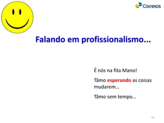 52
Falando em profissionalismo...
É nós na fita Mano!
Tâmo esperando as coisas
mudarem…
Tâmo sem tempo…
 