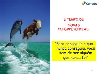 57
“Para conseguir o que
nunca conseguiu, você
tem de ser alguém
que nunca foi”
É TEMPO DE
NOVAS
COPEMPETÊNCIAS.
 