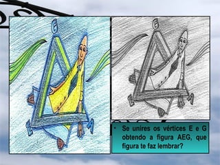 • Se unires os vértices E e G
obtendo a figura AEG, que
figura te faz lembrar?
 