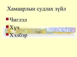 Хамаарлын судлах зүйл
Чиглэл
Хүч
Хэлбэр
 