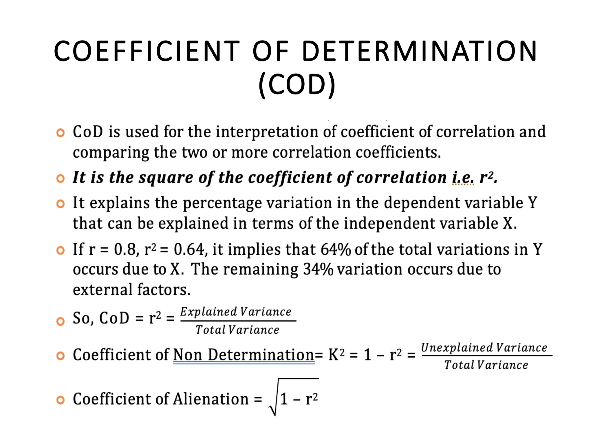 COEFFICIENT OF DETERMINATION
(COD)
 
