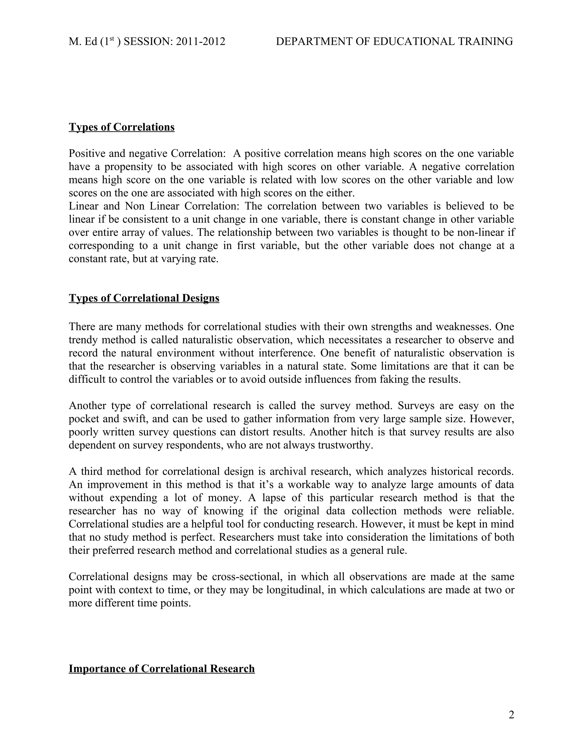 Correlational design | DOC