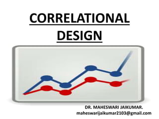 CORRELATIONAL
DESIGN
DR. MAHESWARI JAIKUMAR.
maheswarijaikumar2103@gmail.com
 