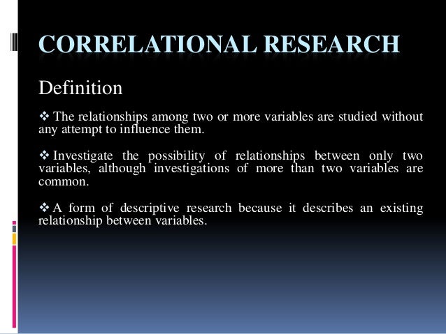 Correlation methology dissertation