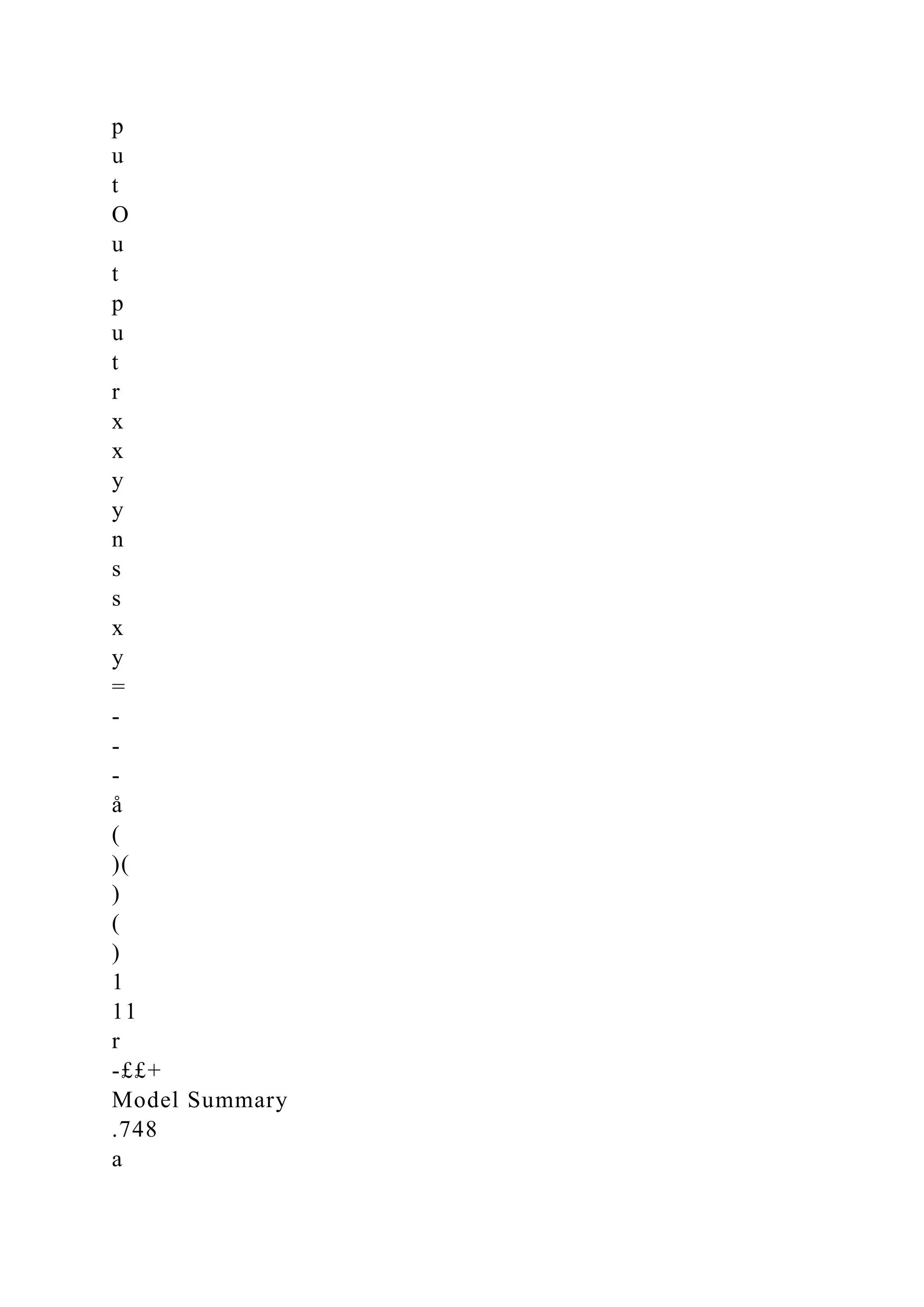 p
u
t
O
u
t
p
u
t
r
x
x
y
y
n
s
s
x
y
=
-
-
-
å
(
)(
)
(
)
1
11
r
-££+
Model Summary
.748
a
 