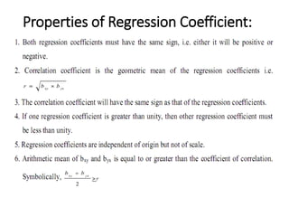 Properties of Regression Coefficient:
 