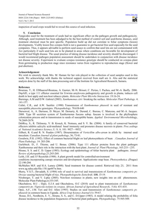 Correlation between populations of xanthomonas axonopodis pv. vignicola