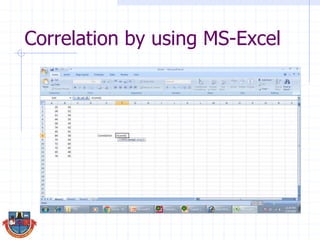 Correlation by using MS-Excel
 