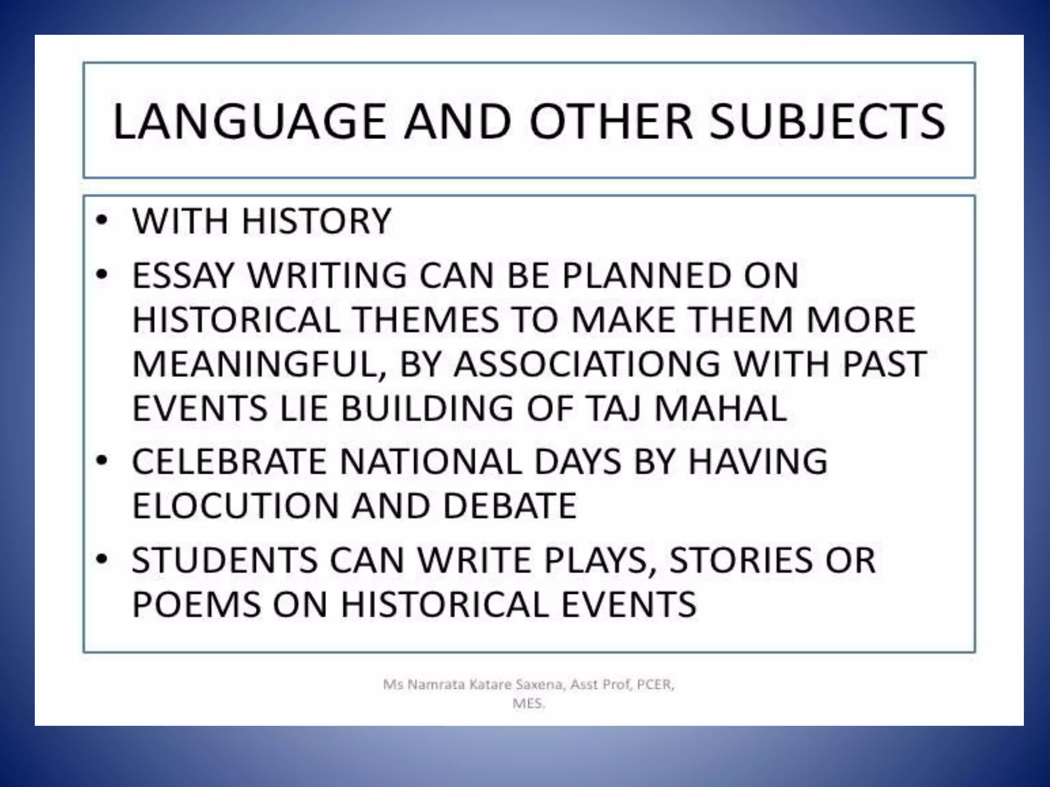 Correlation of language with other subjects