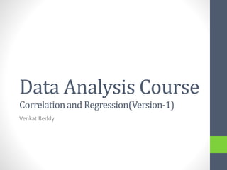 Data Analysis Course
Correlation and Regression(Version-1)
Venkat Reddy
 