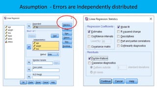 Assumption - Errors are Independently distributed
 