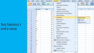 Test Statistics t
and p value
 