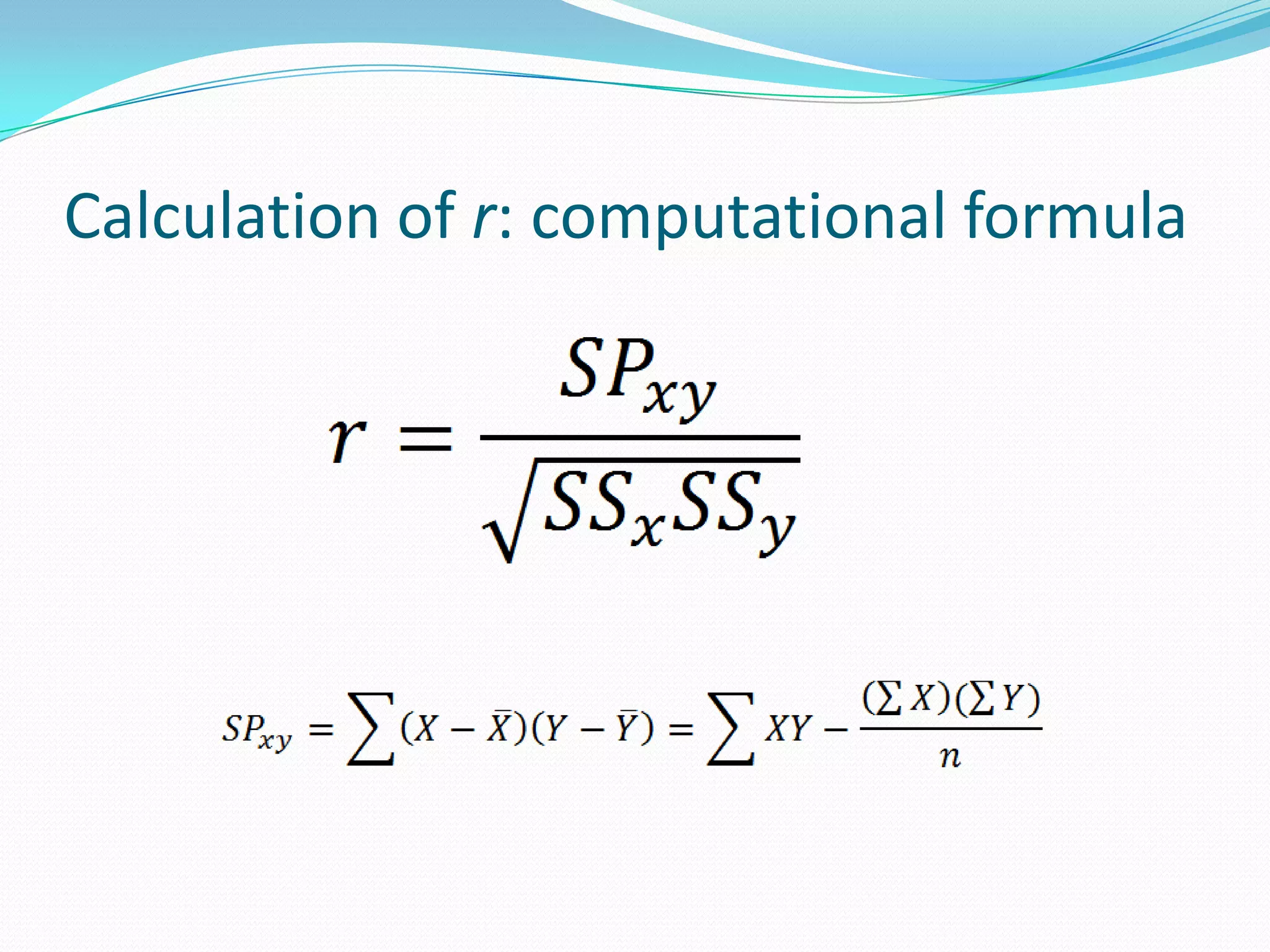 Calculation of r: computational formula