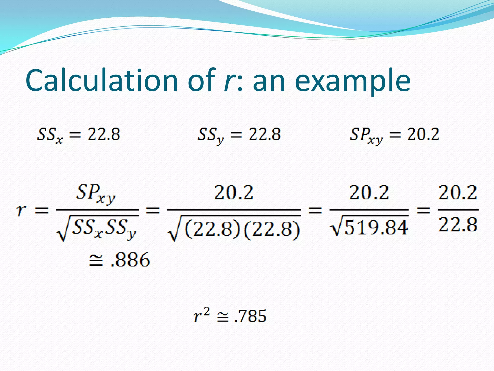 Calculation of r: an example