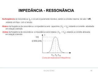 40Circuitos CA RLC
IMPEDÂNCIA - RESSONÂNCIA
 
