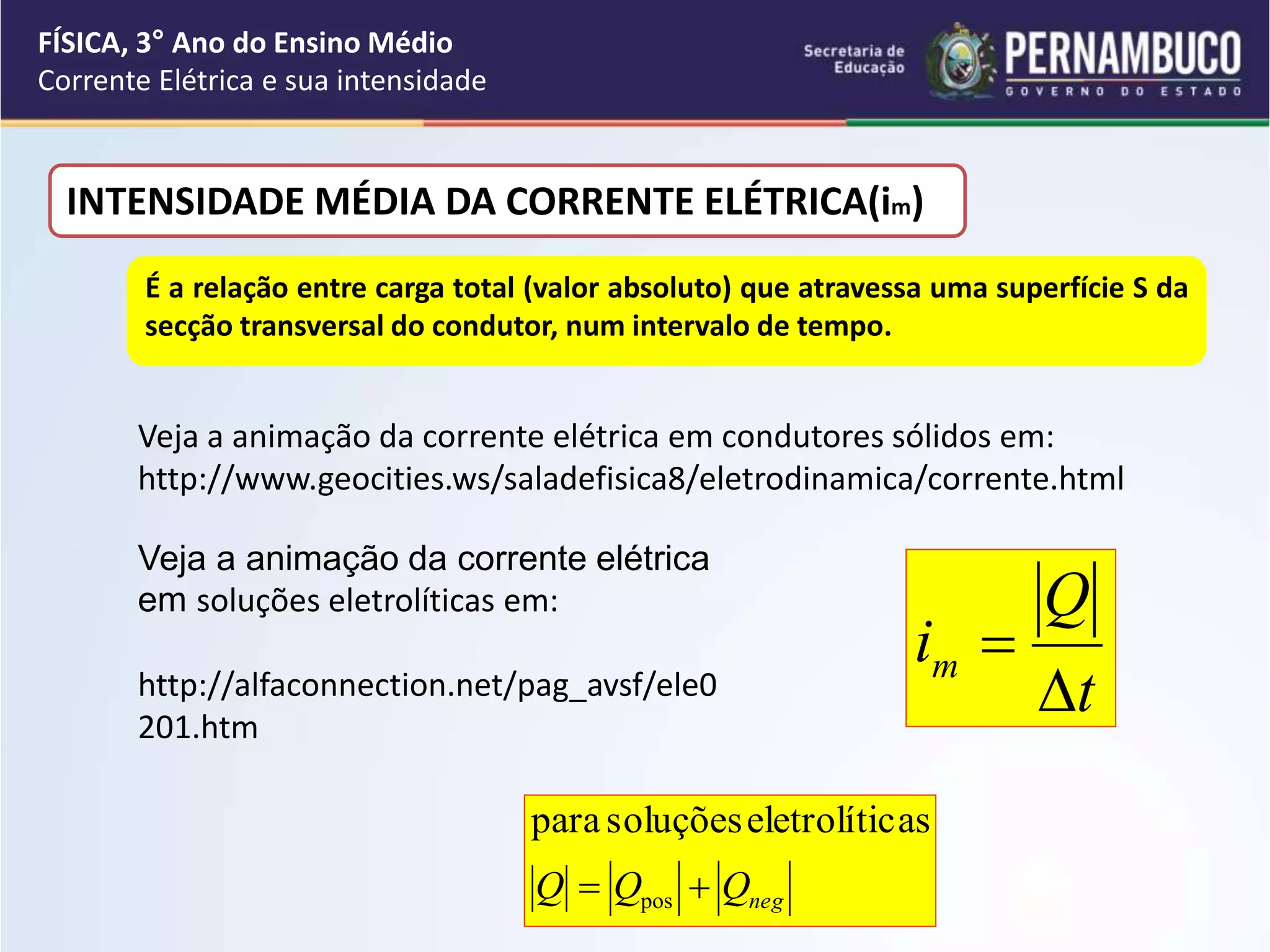 Corrente elétrica e sua intensidade.ppt