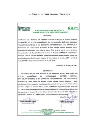 APÊNDICE 1 – ACEITE DO COMITÊ DE ÉTICA
 