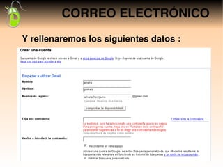 CORREO ELECTRÓNICO
Y rellenaremos los siguientes datos :
 