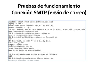 Pruebas de funcionamiento
Conexión SMTP (envío de correo)
 