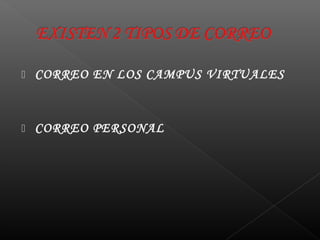    CORREO EN LOS CAMPUS VIRTUALES



   CORREO PERSONAL
 