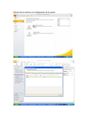 Damos clic en archivo y en configuración de la cuenta.
 