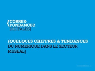 correspondances.co
{QUELQUES CHIFFRES & TENDANCES
DU NUMERIQUE DANS LE SECTEUR
MUSEAL – JUILLET 2015]
 
