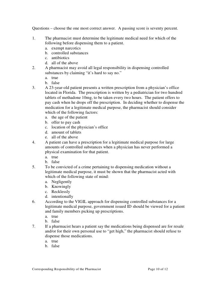 Corresponding Responsibility Of The Pharmacist