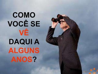 COMO
VOCÊ SE
VÊ
DAQUI A
ALGUNS
ANOS?

 