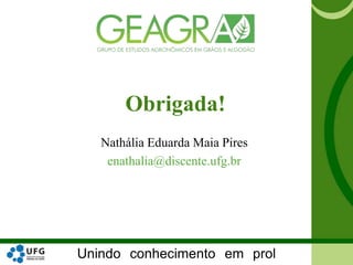 Unindo conhecimento em prol
Nathália Eduarda Maia Pires
enathalia@discente.ufg.br
Obrigada!
 