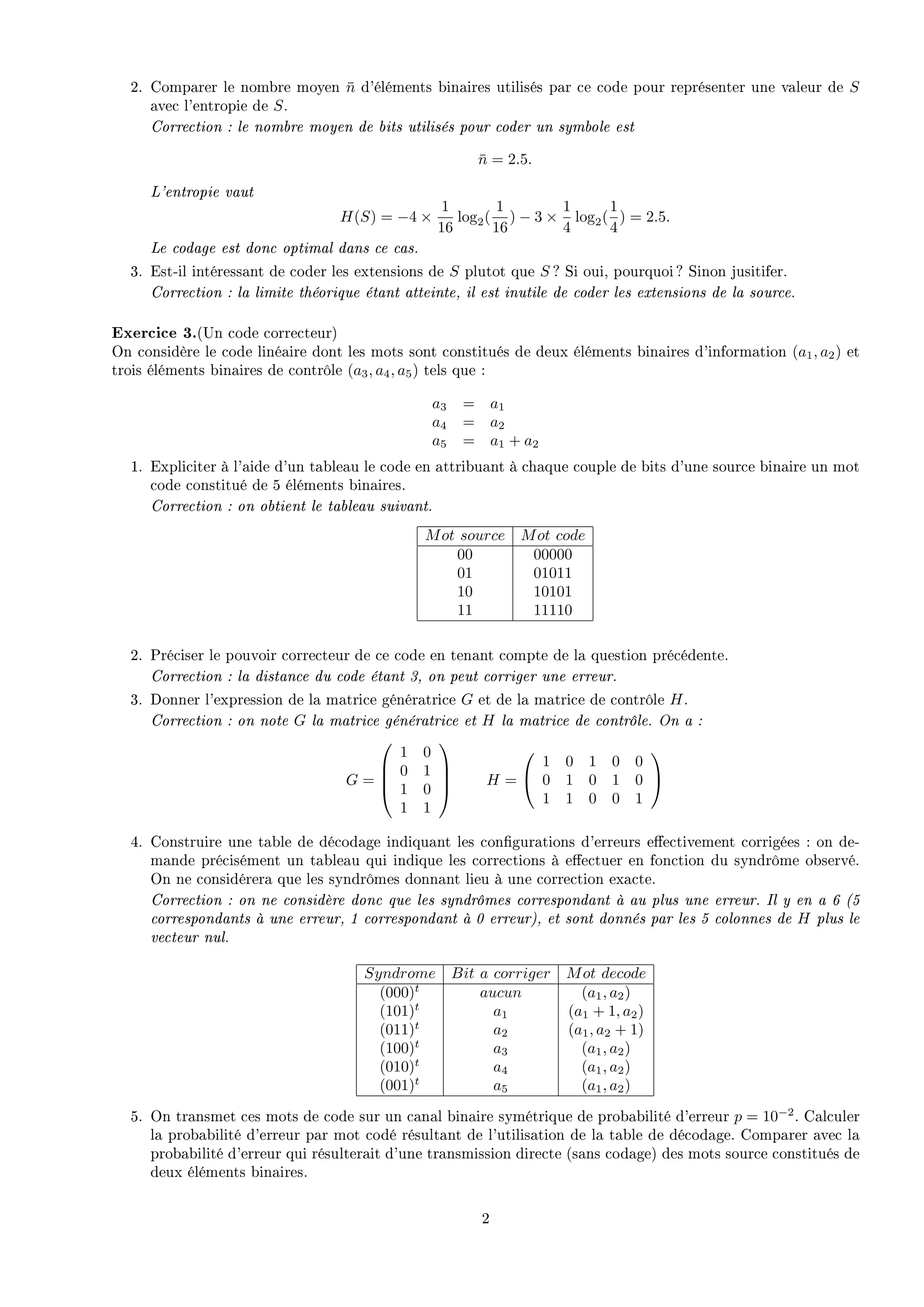 Combien De Bits Faut Il Pour Coder Le Mot Papas Corr exam2010