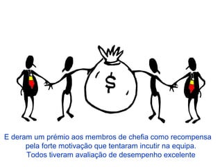 E deram um prémio aos membros de chefia como recompensa
pela forte motivação que tentaram incutir na equipa.
Todos tiveram avaliação de desempenho excelente
 