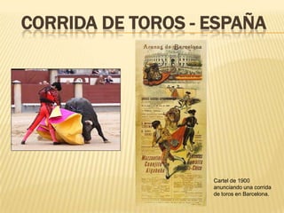 Corrida de toros - españa Cartel de 1900 anunciando una corrida de toros en Barcelona. 