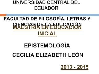 FACULTAD DE FILOSOFÍA, LETRAS Y
CIENCIAS DE LA EDUCACIÓN

MAESTRÍA EN EDUCACIÓN
INICIAL

2013 - 2015

 
