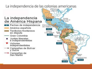 La independencia de las colonias americanas
 