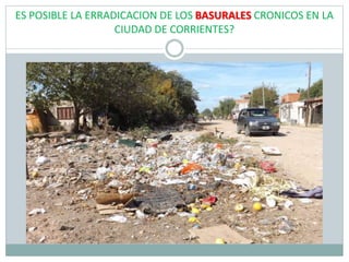 ES POSIBLE LA ERRADICACION DE LOS BASURALES CRONICOS EN LA
CIUDAD DE CORRIENTES?
 