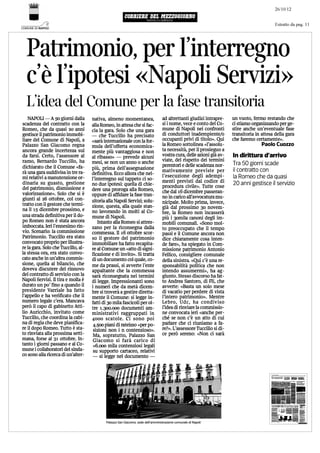 Corriere su Patrimonio c'è ipotesi Napoli Servizi - David Lebro