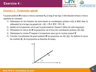 15
Exercice 4 :
Série TD N°2 : Cinématique du point
𝜃
 