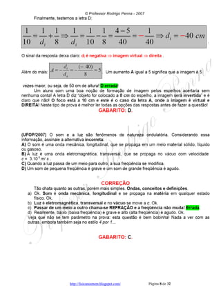 UFOP 2007 e 2008 corrigido e comentado, em Word - Conteúdo vinculado ao blog      http://fisicanoenem.blogspot.com/   