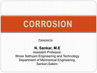 N. Sankar, M.E
Assistant Professor,
Shree Sathyam Engineering and Technology
Department of Mechanical Engineering,
Sankari,Salam.
Presented by
 