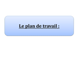 Le plan de travail :
 