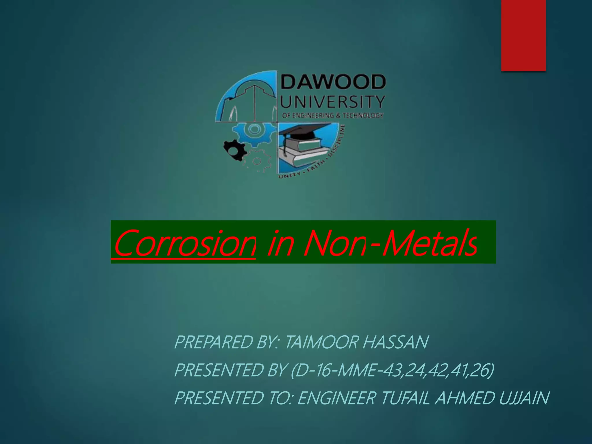 Corrosion in Non Metals PPT