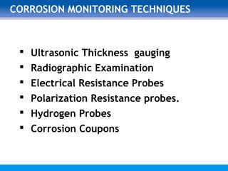 Corrosion monitoring in petroleum refineries | PPT