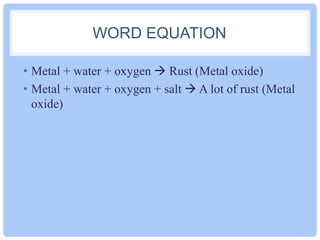 Corrosion of iron yr 10 | PPTX