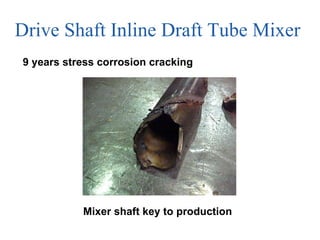 Drive Shaft Inline Draft Tube Mixer  9 years stress corrosion cracking Mixer shaft key to production  